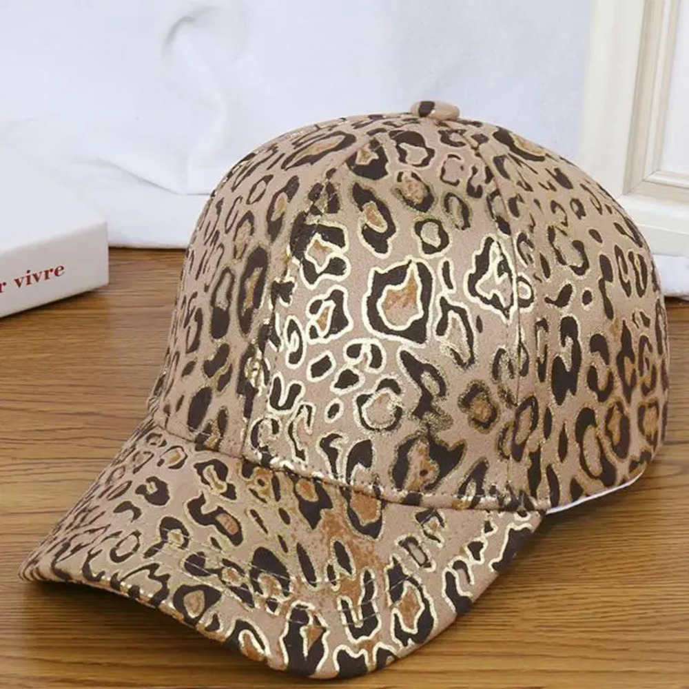 X25  Gilt Leopard Print Baseball Cap | Khaki | One Size